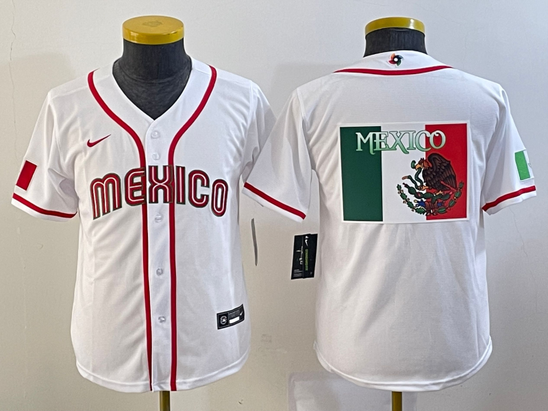Women's Mexico Baseball 2023 White Big Logo World Baseball Classic Stitched Jersey(Run Small) Women's Mexico Baseball 2023 White Big Logo World Baseball Classic Stitched Jersey(Run Small)